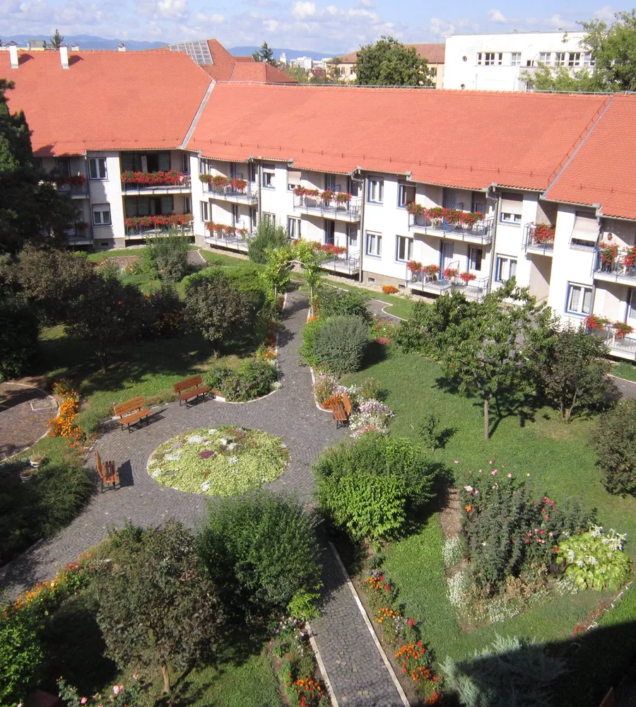 The Dr. Carl Wolff centre building and garden in Sibiu